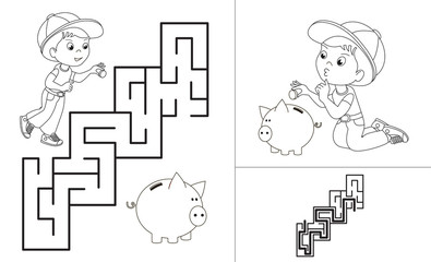 Maze game. One cartoon baby boy 