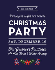 Christmas Party invitation flyer. Vector design.