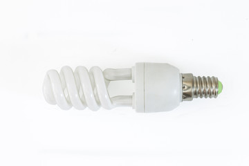 Energy saving electric lamp isolated on a white background. Electrical components series.
