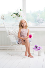 Adorable little girl in her room 