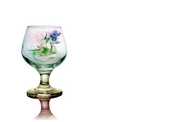 Empty brandy cognac glass with Smoke-shaped duck