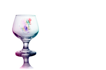 Empty brandy cognac glass with Smoke-shaped duck