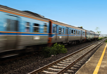 Fototapeta na wymiar Suburban trains were moving with speed
