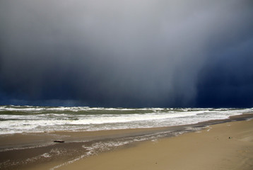 Sand dunes of the Curonian Spit at sunset, the Baltic Sea, Kaliningrad Oblast, Russia
