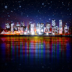 abstract background with panorama of vancouver