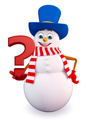 Cartoon Snowman with question mark