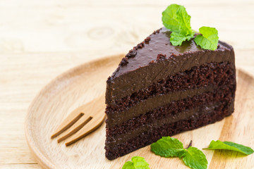 Chocolate cake slice.