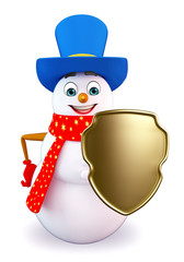 Cartoon Snowman with shield