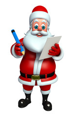 Cartoon Santa claus with notepad