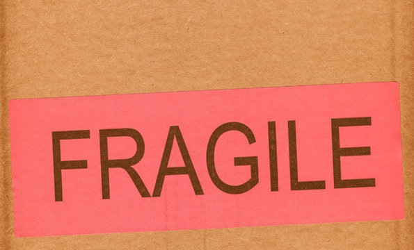 Retro looking Pink Fragile sign