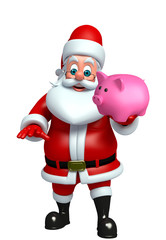 Cartoon Santa claus with piggy bank