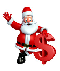 Cartoon Santa claus with dollar