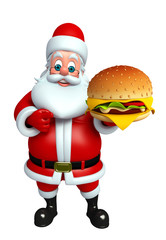 Cartoon Santa claus with burger