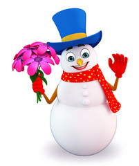 snowman with flowers