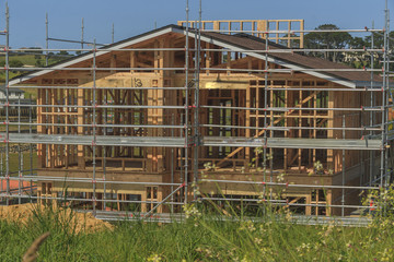 Construction of new home building, Auckland, New Zealand, 