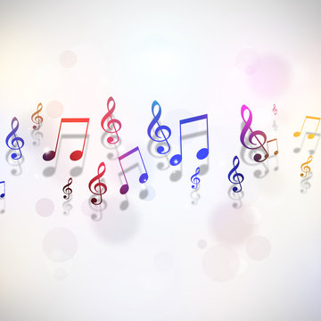 Music Notes Multicolor Background