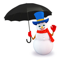 snowman with umbrella