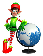 Cartoon Elves with globe