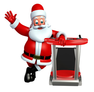 Santa claus with exrecising machine
