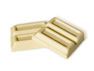 white chocolate isolated on white background. Path included