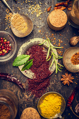 Herbs and spices selection with staghorn sumac powder