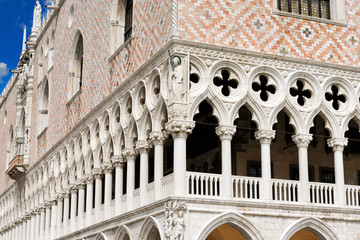 Fototapeta premium The Doge Palace - Venice Italy / Detail of the Doge Palace (Palazzo Ducale) in St. Mark Square, Venice (UNESCO world heritage site), Veneto, Italy