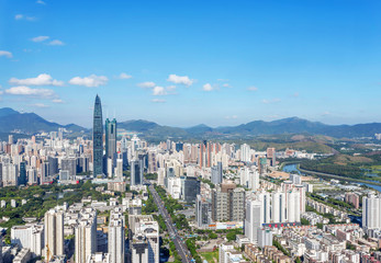 Obraz premium skyscrapers and mansions of a modern city