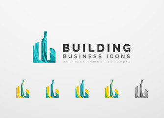 Set of real estate or building logo business icons