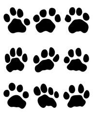 Black print of jaguar's paw, vector