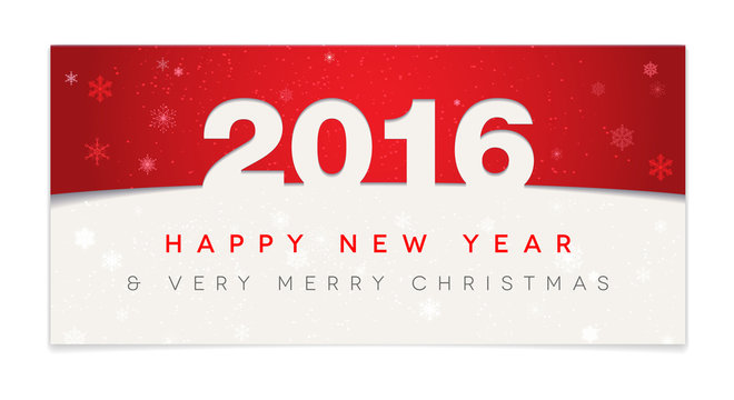 Red Happy New Year 2016 and Christmas card