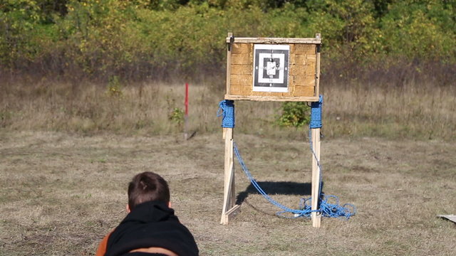 Tournament throwing knives at targets in  Center historical simulation "Ancient World"
