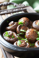 Baked champignons mushrooms