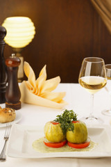 Stuffed vegetable. Restaurant cuisine. Vegetarian food