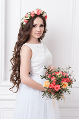 Gorgeous bride with flowers