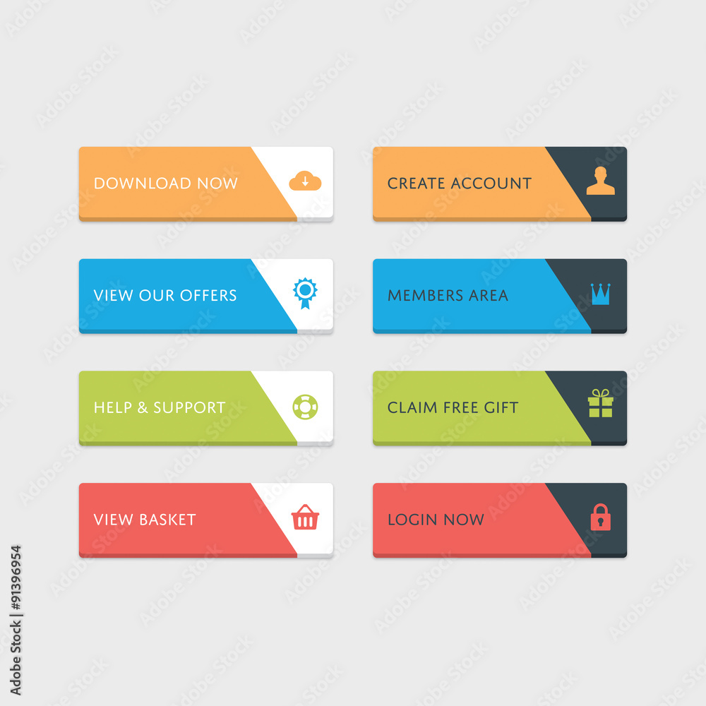 Wall mural 8 web buttons set