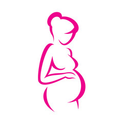 pregnant woman symbol, stylized vector sketch