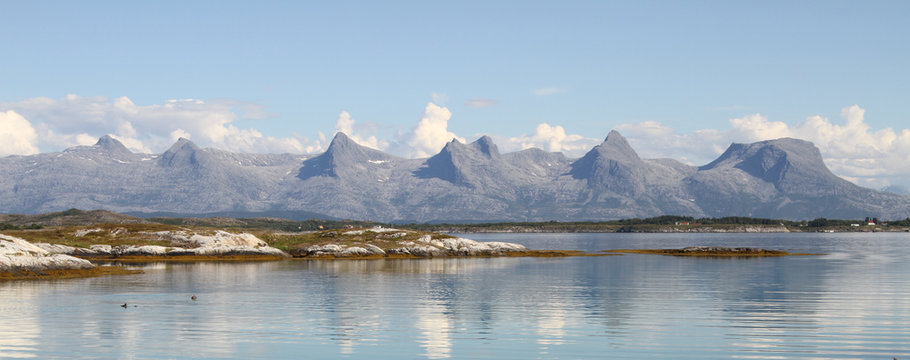 Mountain Seven Sisters In Helgeland Norway