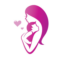 mother and son vector symbol