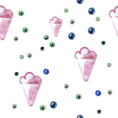 seamless texture ice cream balls vector watercolor drawing