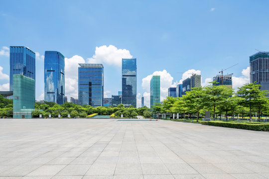 empty square and skyscrapers of shenzheng in china