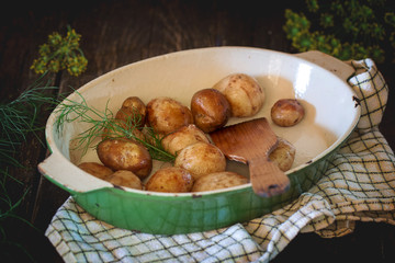 Fried young potatoes