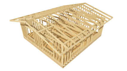 Obraz premium three-dimensional image of a wooden frame house.