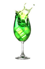 Green drink spread in a wine glass.