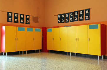 changing rooms and lockers of kindergarten