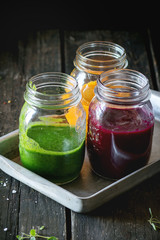 Assortment of vegetable smoothies
