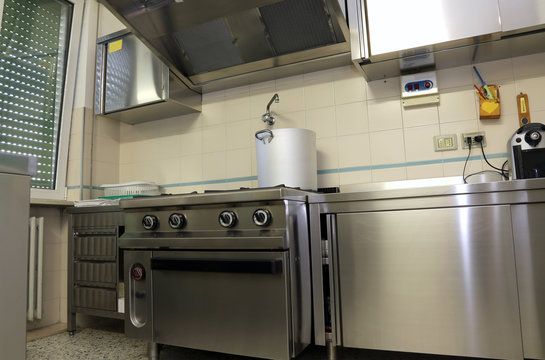 industrial kitchen for preparing food for many people