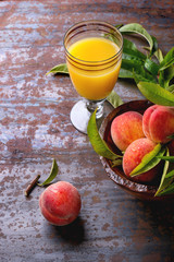 Peaches on branch and juice