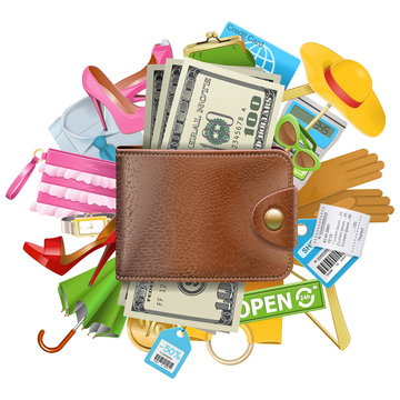 Vector Shopping Concept with Wallet
