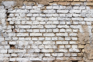 Background texture of a old white brick wall