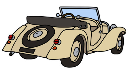 Vintage beige cabriolet, hand drawn vector illustration